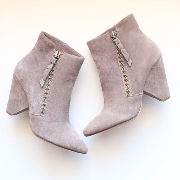 NEW Splendid Taupe Suede Leather Pointy Toe Chunky Heel Ankle Boots, Booties 9.5 - Picture 16 of 16